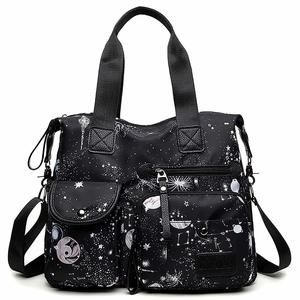 Floral Black Waterproof Nylon Nurse Tote
